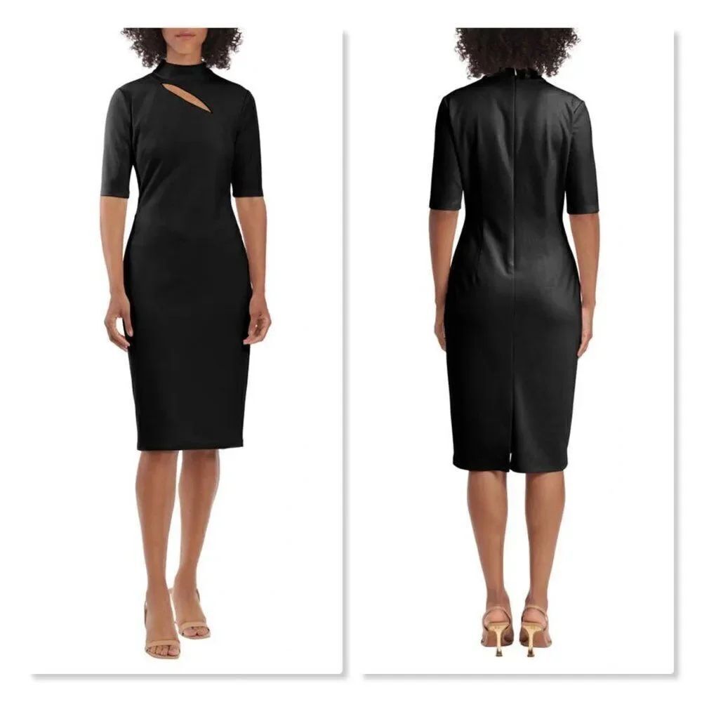 💥 NEW 💥 MAGGY LONDON | Cutout Elbow Sleeve Sheath Dress - [size 0 in Black]